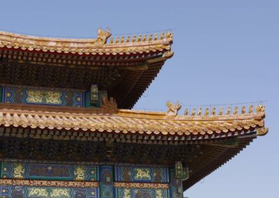 The Forbidden City, an ancient building and roof tiles.